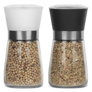 Ensemble de moulins à sel et à poivre noir et blanc, broyeur en céramique réglable, moulin à épices, moulin à poivre petit moulin à épices, moulin à sel pour gros sel (HUIJIAM, neuf)