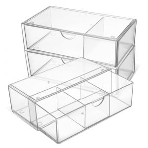 PartyKindom 3 Pi&egrave;ces Bo&icirc;te de rangement table de table rouge &agrave; l&egrave;vres Accessoire boite de rangement boite transparente support de pinceau de maquillage Organisateur de compartiment Acrylique (Brushira, neuf)