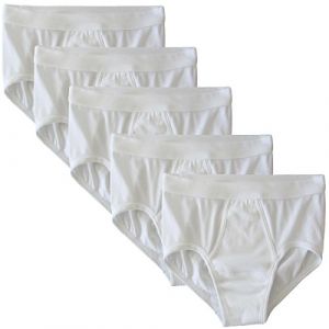 HERMKO 3240 Lot de 5 Slip Homme avec Ouverture Fine côte en 100% Coton Biologique Lavable à 95°C, Taille:2 (S), Couleur:Blanc (HERMKO, neuf)