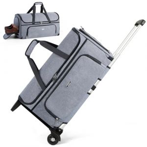 Lekespring Sac &agrave; V&ecirc;tements pour Voyage avec roulettes, 3 en 1 Convertible Housses de Costume Homme, Housses de V&ecirc;tements avec Compartiment Chaussures, Sac &agrave; Bagage &agrave; Main de Voyage avec Roues, Gris (Ninghui, neuf)