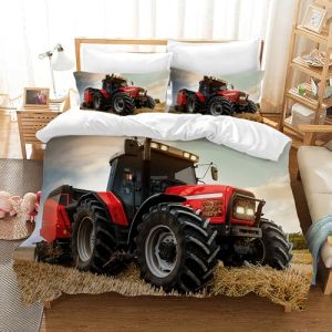 LLTTEER Housse de Couette Tracteur 220x240cm 3 Pièces,Parure De Lit Tracteur 2 Personne avec 2 Taies d'oreiller 65x65cm,Housse De Couette Microfibre pour Adolescents (Tractor 02,220x240cm) (HELUOUN, neuf)