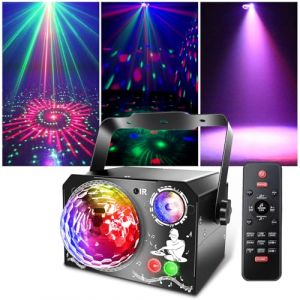 4 en 1 Lampe de Scène, Fwiull Lumière Disco avec Télécommande et Stroboscope, 65 Effets Lumineux RGB & UV, USB Lumineux Disco Musique Commande Vocale (COOL SEA LIMITED, neuf)