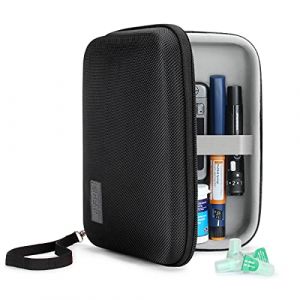 USA Gear &Eacute;tui de Voyage pour Insuline - &Eacute;tui pour Moniteur de Glyc&eacute;mie avec Dragonne, Compatible avec Les Aiguilles &agrave; Insuline, Les Lancettes et Les Bandelettes de Test de Glyc&eacute;mie - Noir (Accessory Genie, neuf)