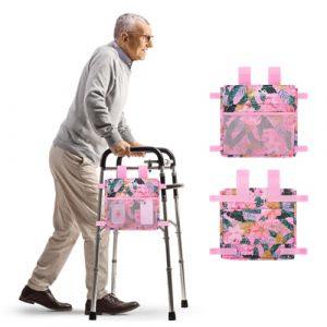 supregear Sac Lat&eacute;ral pour D&eacute;ambulateur, Panier de Rangement R&eacute;sistant &agrave; l'eau pour D&eacute;ambulateurs Pliants, Transport L&eacute;ger Mains Libres, Accessoire Universel pour Seniors, Rose Floral (J&D Tech FR, neuf)