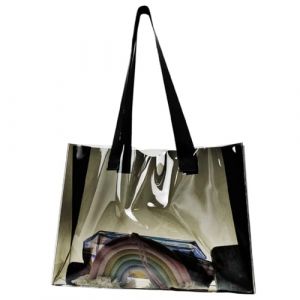 Sac &agrave; Main Transparent en PVC Grande Capacit&eacute; Mode Cabas Bandouli&egrave;re Sac de Toilette Travail Voyage Quotidien (caihana, neuf)