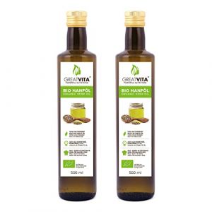 Huile de chanvre biologique MeaVita, 100% pure et pressée à froid, paquet de 2 (2x 500ml) (mituso, neuf)