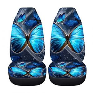 HUGS IDEA Lot de 2 housses de siège de voiture à motif papillon bleu - Durable et antidérapant - Accessoires de voiture pour femme (fhsgdfrti, neuf)
