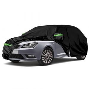 Housse de Voiture Adaptée pour Seat Ibiza 2008-2024, Housse de Garage Complète Noire étanche avec Porte Zippée pour Neige, Pluie, Protection Tous Temps (pendantd, neuf)