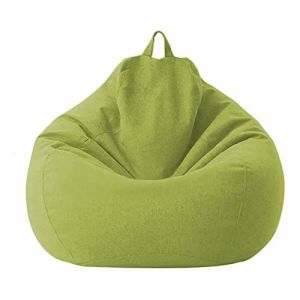 Highdi Enfants Peluche Sac Haricots Pouf Adultes Adolescents, Rangement de Jouets Stockage, Pouf Pliable Portable pour Fauteuil Déco Grande Fauteuil de Salon (70x80cm,Vert) (Highdi, neuf)