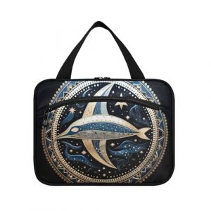 Linnyio Vache Abstraite Dorée Trousse de Toilette de Voyage Suspendue Maquillage,Grande Capacité Pliable Rangement Sacs de Lavage pour Femmes Filles (Linnyio, neuf)