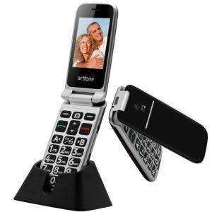 artfone Telephone Portable Senior Débloqué, 4G Téléphone Portable à Clapet avec Grandes Touches, Téléphone pour Personnes âgées, Bouton SOS, Station de Charge, Batterie 1300mAh, CF241A LTE (Howtech, neuf)