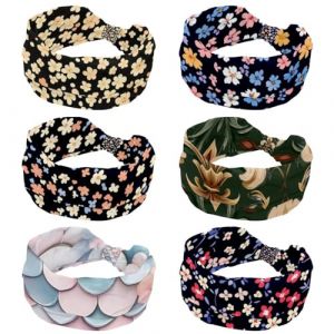 Lot de 6 bandeaux de sport élastiques doux et élastiques pour femme Motif fleurs colorées (ocenuttldat, neuf)