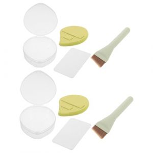 COLLBATH Pinceau Plat pour Fond de Teint Liquide Biseaut&eacute; Houppette &agrave; Poudre Palette Multifonctionnelle pour M&eacute;lange Set Maquillage Visage Complet Outil Estompeur Cr&egrave;me Coffret Voyage (JianLui, neuf)