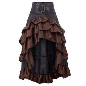 Zooma Jupe longue &eacute;lastique en dentelle pour femme Style steampunk gothique - Marron - XXXL (CHAOHU DATU, neuf)