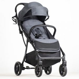 BEBE2LUXE Okto – Poussette canne ultra‑compacte naissance–4 ans (0‑22 kg), 6,9 kg, pliage d'une‑main, position allongée, harnais 5 pts, canopy XXL (gris) (BEBE2LUXE, neuf)