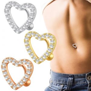 3 Pièces piercing nombril, Anneau de nombril coeur, 14G Triple CZ Incrusté Piercing Nombril Acier Chirurgical Femme Inverse Clair CZ Piercing Ventre 10MM Banana Barbell Piercing (TANGYUMENG STORE, neuf)