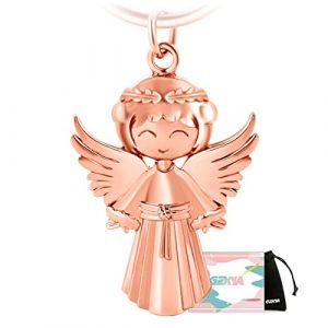 GZXYA Porte-clés ange gardien porte-bonheur avec trèfle pour examens ou voiture, idéal comme cadeau pour femme, petite amie, collègues (ange, C or rose., mm (GZXYA, neuf)