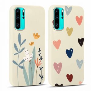 Yoedge 2 Pi&egrave;ces Coque pour Huawei P30 Pro 6,47", Ultra Fine Souple Silicone TPU avec Motif Design &Eacute;tui, Antichoc Anti-Rayures Bumper Protection Housse pour Huawei P30 Pro, Fleur & Coeur d'amour (Lei Xiao, neuf)