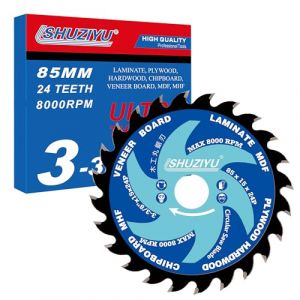 LSHUZIYU Lame de scie circulaire 85 mm-24 dents pour travail du bois, arbre de 15 mm avec Wahser de 10 mm, pour stratifié, placage, contreplaqué, bois dur, MDF et HDF (HAIWANGE, neuf)