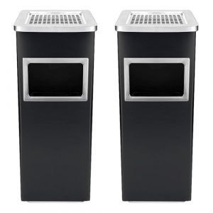 HUOLE 48L Poubelle Cendrier de sol pour l'extérieur en acier, pour l'extérieur, avec seau professionnel, maison, bureau, cendrier extérieur autoportantNoir (2 pièces) 30 * 24 * 60cm-48L (Hechheu, neuf)