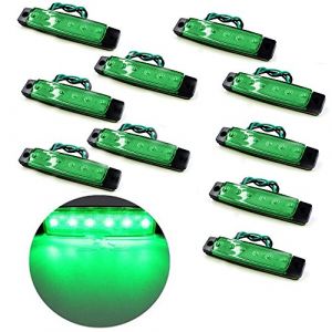 VIGORFLYRUN PARTS LTD Feux de Gabarit Latéraux LED, Indicateur de Position, 6 LED 3.8" Feux De Côté pour 24V Voiture Remorque Camion Lorry Caravan Bus - 10Pcs Vert (VIGORFLYRUN PARTS LTD, neuf)