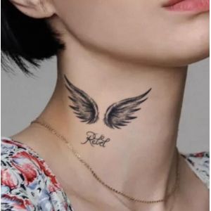 Lot De 2 Tatouages Temporaires &Agrave; Base De Plantes Avec Ailes D'Ange Et Lettres Anglaises, Motif Petit, Semi-Permanent, Dur&eacute;e De 2 Semaines, Anti-Frottements, Non R&eacute;fl&eacute;chissants, Pour Hommes Et Femmes (YUZHIQUAN, neuf)