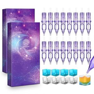 ATOMUS 20pcs Purple Tattoo Cartridge Needles 5pcs 1003RL 5RL 7RL 9RL Tattoo Needles for Tattoo Gun Pen Liner Pattern with 20pcs Disposable Ink Cups for Pen Rotary Machine Tattoo Supplies (hayou1989, neuf)