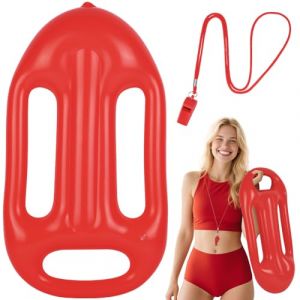Alaoo 2 Pcs Costume de Sauveteur Homme Femme, Ensemble de Costume Sauveteur,Comprenant Accessoires de Nageur Gonflable,Sifflet pour Deguisement Plage per Adultes Halloween Carnaval (Alaoo, neuf)