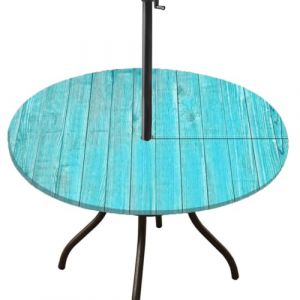 Cozomiz Nappe Imperméable pour Jardin avec Fermeture Éclair et Trou pour Parasol Modèle en Bois Nappe Ronde en Couverture de Table Élastique Ajustée Antidérapant Protecteur De Table Bleu L (Infinity Deal EU LLC, neuf)