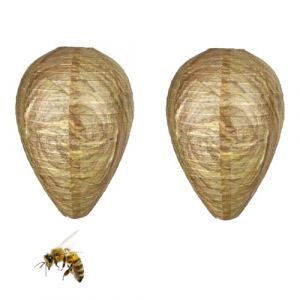 2 Pièce Faux Nid de Frelon,Anti Guepes et Frelons Exterieur Leurre de Nids de Guêpe Factice à Suspendre Artificial Wasp Nest,Suspendu Imperméables Papier Efficace Natural Guepe Appât,pour Dissuasive (biu-shop, neuf)