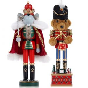 VorFor 2PCS Casse Noisette Noel Puppe,28cm Figurine, Nutcracker Christmas,Casse Noisette en Bois(Tambour Soldat Ourson + Escrime Rat Roi),D&eacute;coration De No&euml;l &agrave; l'int&eacute;rieur,Un Excellent Cadeau De (VorFor, neuf)