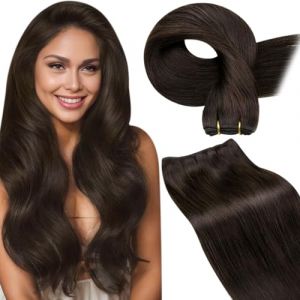 LaaVoo Extension Cheveux Humain Tissage Naturel Marron Fonce Extension Cheveux Naturel Tissage Brun Fonce 45cm 100g Extension Cheveux Naturel Tissage Brun Fonce Lisse #2 (Laavoo, neuf)