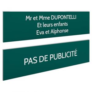 DECOHO - Plaque Boite aux Lettres Personnalisable - Lot de 2 plaques adhésives Plastique bi-Couche Vert foncé Lettres Blanches - 100 x 25 mm - Gravure la - Vert (DECOHO, neuf)
