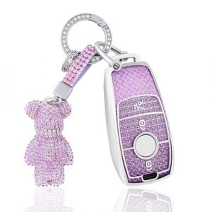 OFF WE GO Coque Clé Etui Cles pour Mercedes Benz A B C E G S SL CLS Klasse SLC CLA GLB GLC GLE GLS W205 S205 C205 A205 C260L Étui Clés Boitier Clé Voiture Protecteur Clé Voiture avec Porte-clés,Violet (OFF WE GO, neuf)