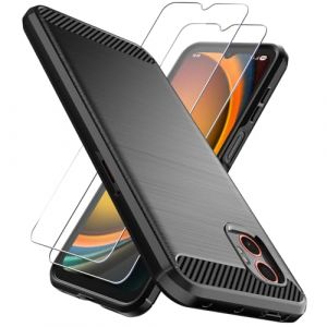 Natbok Coque pour Samsung Galaxy XCover 7 Pro & 2 Pi&egrave;ces Verre Tremp&eacute;,Premium TPU Souple & Fibre de Carbone Housse Galaxy XCover 7 Pro Antichoc Etui de Protection,Noir (Natbok, neuf)