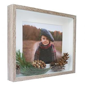 BD ART Bo&icirc;te 3D - 28 x 35 cm - Cadre photo avec passe-partout - 20 x 25 cm - &Agrave; remplir - Plus profond pour objets, souvenirs de 3 cm - Pour d&eacute;coration murale ou bureau - Ch&ecirc;ne truffe (BD ART, neuf)