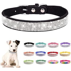 Collier en cuir avec strass pour chien et chat - Collier en strass pour petit animal de compagnie moyen et grand - Noir XS (ruichengxianyonglejieleizizhuanghuangcailiaodian, neuf)
