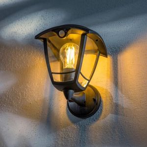CGC Lighting Lara Lanterne murale d'extérieur traditionnelle à filament LED à énergie solaire IP44 (détecteur de mouvement PIR) Noir (CGC LIGHTING EU, neuf)