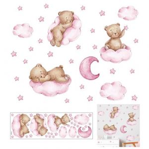 EUYKQNOI Stickers Muraux Etoile Lune Ourson Autocollant Mural Enfant Amovible - DéCoration Murale Ours, Nuages, éToiles et Lune - Autocollants Muraux Animaux Pour CrèChes et PéPinièRes (QSDMY, neuf)