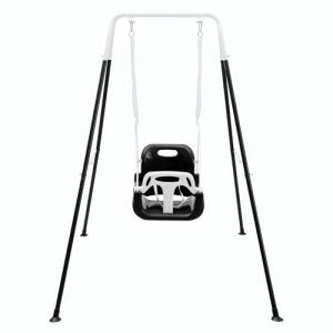 FUNLIO Balan&ccedil;oire 3 en 1 pour Bebe avec 4 Sacs de Sable, Balancoire pour Enfant Int&eacute;rieure/Ext&eacute;rieure avec Support en M&eacute;tal Pliable, Aire de Jeux Exterieur Enfant - Noire (EletreeEU, neuf)