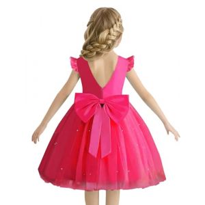 Adigau Robes Soir&eacute;e pour Filles Robe de Mariage &agrave; Manches Volantes Doux Robe C&eacute;r&eacute;monie A-Ligne Robes Demoiselle d'honneur Tulle Rouge 7-8 Ans (LIRUNEU, neuf)