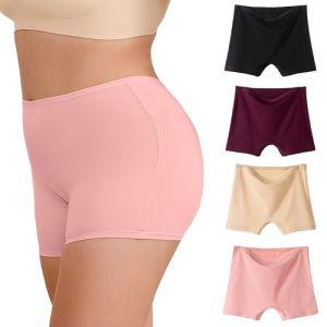WEASIC Boxer femme coton culotte shorty femme coton panty calecon panty caleçon boxer sans couture shorty sans couture shorties invisible shorties (Lot de 4 - Multicolore 4, XXL) (WEASIC, neuf)