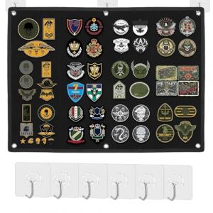 60 * 45cm Tableau pour Ecusson,Support Patches Panneau Pliable Tableau d'ffichage Tactique avec 6 Crochets Tapis Mural(noir) (SAITUO EU, neuf)