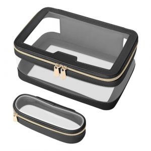 Sac de maquillage de voyage transparent pour les voyages PVC Organisateur cosm&eacute;tique 2 PCS/Set Zipper Fermeure &eacute;tanche &agrave; grande capacit&eacute; de grande capacit&eacute; &agrave; rouge &agrave; l&egrave;vres l&eacute;gers Noir (kilnbright, neuf)