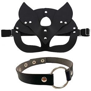 BDSHUNBF Lot de 2 masques de chat pour femme, masque pour chat, en cuir, v&eacute;nitien masque pour adulte pour carnaval Halloween masqu&eacute; No&euml;l f&ecirc;te Cosplay (BDSHUNBF, neuf)