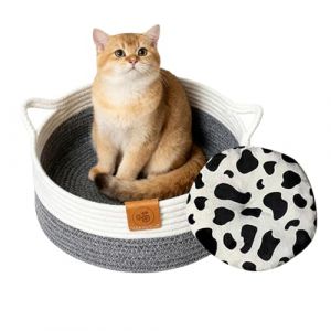Lit rond pour chat – Nid lavable avec tapis – Panier rond pour chat – Pour chaton, chiot, lapin, animal toutes saisons, chambre à coucher, salon, dortoir, rangement de jouets (guangzhousiyuan, neuf)