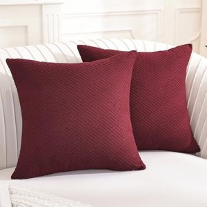 YSTELLAA Lot De 2 Decorative Housse Coussin 45x45, Housse De Coussin Super Doux Polyester, Cushion Covers avec Fermeture Eclair Cach&eacute;, pour Maison Salon Chambre Lit Clic Clac, Bordeaux (YSTELLAA, neuf)