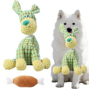 Doudou Chien Indestructible, Jouet Chiens en Peluche 2 en 1 Ouet Interactif Indestructiblepour Chiens avec Squeaker, Multifonctions Fabriqu&eacute; en Coton Doudou Chiens pour Gros Petite Chien (Vert) (ShallH, neuf)