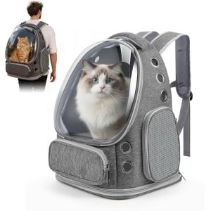 Sac &agrave; Dos pour Chat, Sac &agrave; Dos Transparent Bubble pour Chat, Sac &agrave; Dos pour Animal Domestique avec Fen&ecirc;tre en Filet Respirante, avec Ceinture de S&eacute;curit&eacute; Int&eacute;rieure Jusqu'&agrave; 5 kg,Voyage 42 x 34 x 27 cm (SILVER LION Limited, neuf)