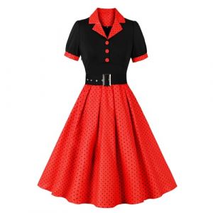 Wellwits Robe Femmes Corsage Noir Points de Polka No&euml;l Vintage Blazer Rouge L (Wellwits UK, neuf)
